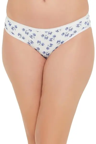 Low Waist Floral Print Bikini Panty in White