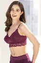 Flair Non-Padded Non-Wired Full Coverage Spacer Cup Longline Bralette in Plum Colour - Cotton Rich