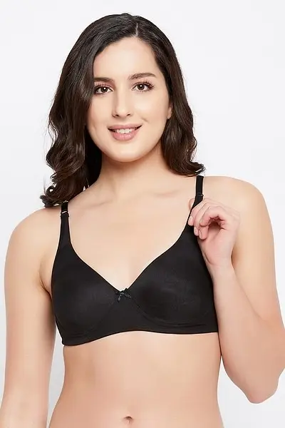 Non-Padded Non-Wired Full Coverage T-shirt Bra in Black - Cotton Rich
