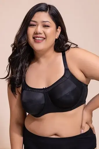 Non-Padded Underwired Full Figure Minimizer Bra in Black