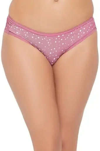 Low Waist Dot Print Bikini Panty in Blush Pink