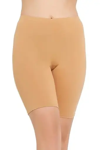 Mid-Waist Cycling Shorts in Nude Colour - Cotton