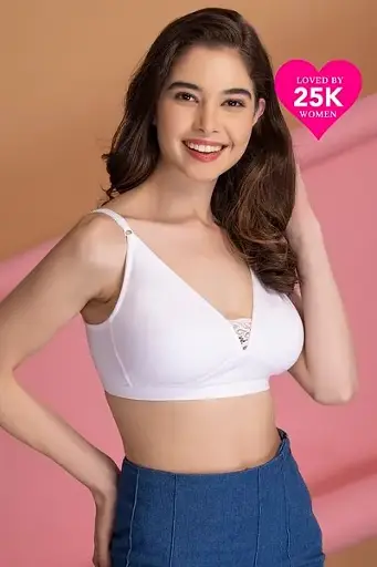 Non-Padded Non-Wired Full Coverage T-shirt Bra in White - Cotton