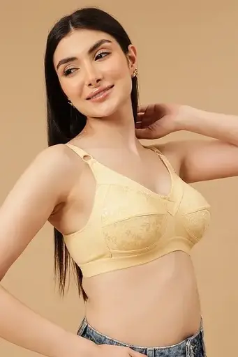 Non-Padded Non-Wired Full Figure Bra in Nude Colour - Cotton